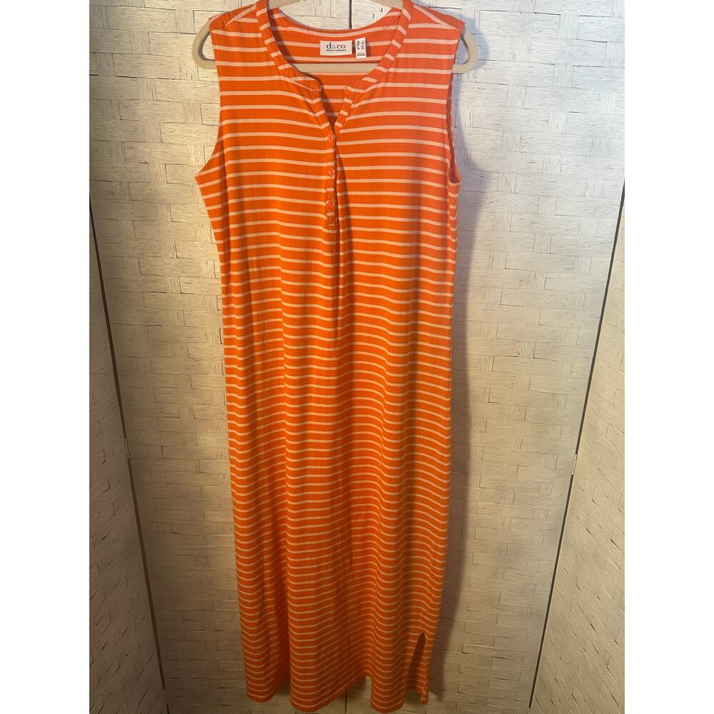 D &‎ co women's dress sleeveless tank shirt cinnamon orange white stripe travel